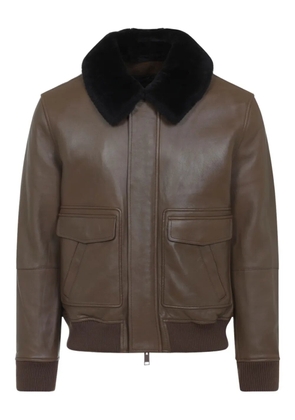 Yves Salomon fur-collar leather jacket - Brown