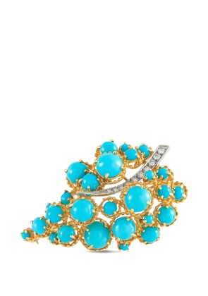 LB Exclusive diamond and turquoise brooch - Gold