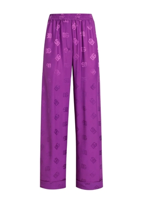 Dolce & Gabbana silk logo-patterned trousers - Purple