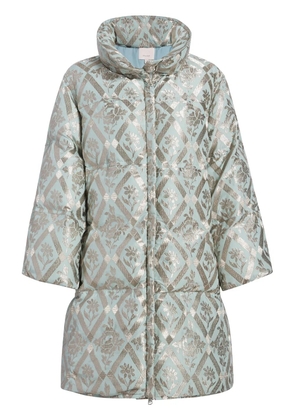 Cinq A Sept Diamond Floral Hallie puffer coat - Blue