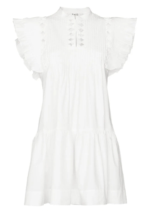 Sea ruffle-sleeve cotton dress - White