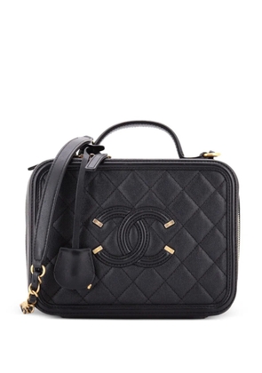 CHANEL Pre-Owned Filigree Vanity Case Quilted Caviar Medium satchel - Black