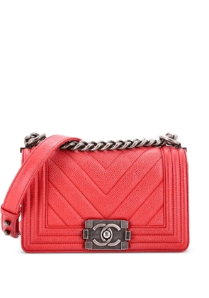 CHANEL Pre-Owned Boy Flap Bag Chevron Caviar Small crossbody bag - Red