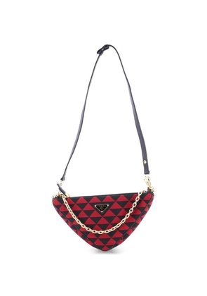 Prada Pre-Owned Double Symbole Triangle Bag Leather and Jacquard Mini shoulder bag - Black