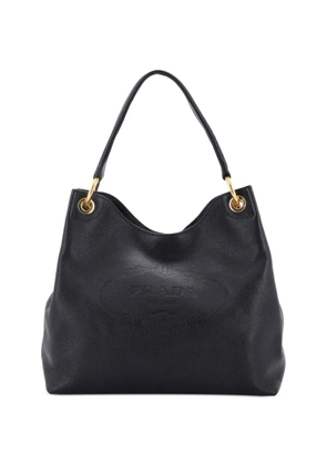 Prada Pre-Owned Logo Embossed Vitello Daino Medium hobo bag - Black