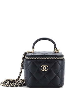 CHANEL Pre-Owned Classic Top Handle Vanity Case with Chain Quilted Lambskin Mini crossbody bag - Black