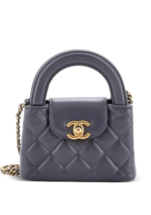 CHANEL Pre-Owned Kelly Top Handle Shopping Bag Quilted Shiny Aged Calfskin Nano crossbody bag - Grey