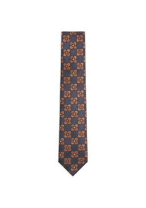 Valentino Garavani Valentie silk and jacquard tie with design - Blue