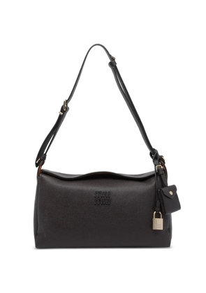 Miu Miu logo-lettering padlock-detail leather shoulder bag - Brown