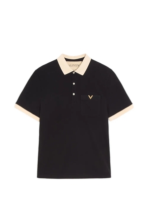 Valentino Garavani cotton piqué polo with VGold - Black