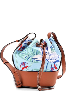 Loewe Pre-Owned Paula's Ibiza Balloon Printed Canvas and Leather Small bucket bag - Blue