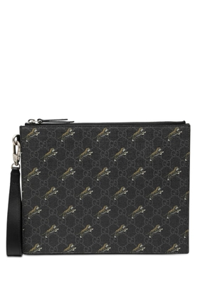 Gucci Pre-Owned 2000-2015 GG Supreme Tigers Zip Wristlet Pouch clutch bag - Black