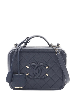 CHANEL Pre-Owned 2019 Medium Caviar CC Filigree Vanity Case satchel - Blue