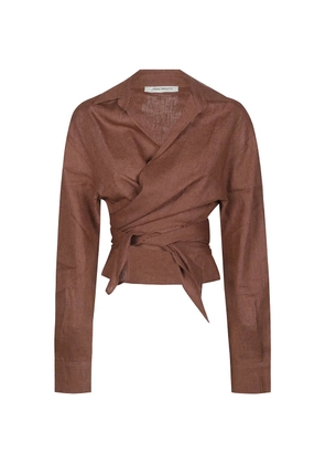 HINNOMINATE tie-waist shirt - Brown