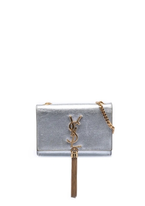 Saint Laurent Pre-Owned 2010-2026 Small Metallic Calfskin Monogram Kate Tassel crossbody bag - Silver