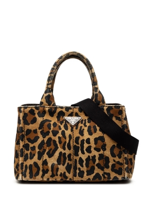 Prada Pre-Owned 2013-2025 Small Leopard Print Canvas Canapa satchel - Brown