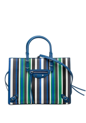 Balenciaga Pre-Owned 2017 Mini Leather Striped Papier A6 Zip Around satchel - Blue