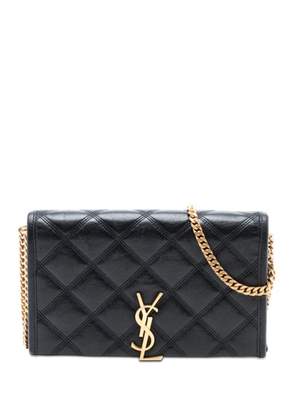 Saint Laurent Pre-Owned 2022 Quilted Diamond Lambskin Becky Wallet on Chain crossbody bag - Black