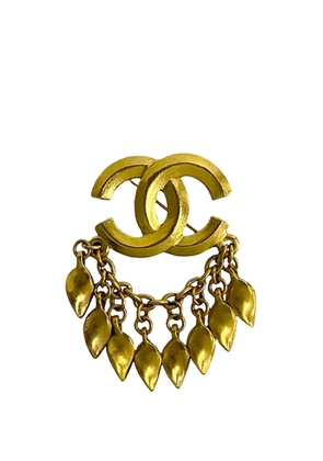 CHANEL Pre-Owned 1996 Gold Plated CC Dangling Leaves Brooch costume brooch