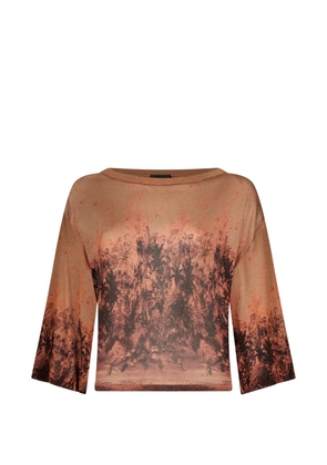 LIU JO printed crew-neck top - Brown