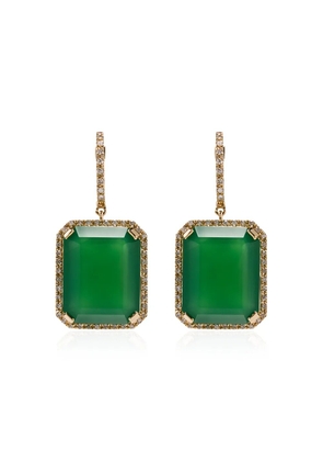 SHAY 18kt yellow gold Portrait onyx earrings - GREEN ONYX