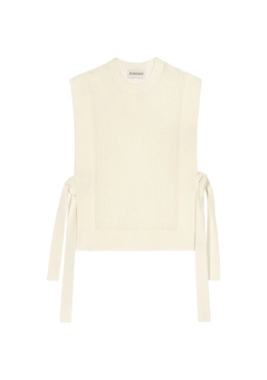 BOMPARD hooded pointelle knitted top - Neutrals