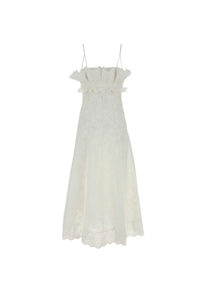 Alberta Ferretti ruffled broderie-anglaise cotton dress - White