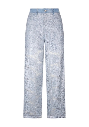 LIU JO floral-lace jeans - Blue