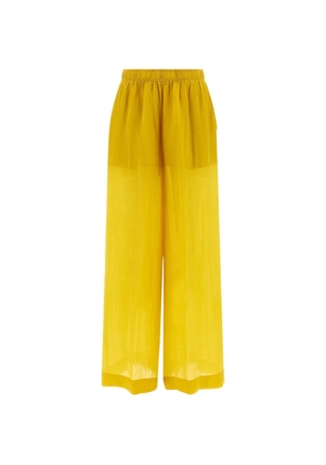 Nude elasticated-waist palazzo pants - Yellow