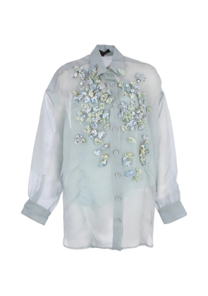 Biyan embellished organza silk shirt - Blue