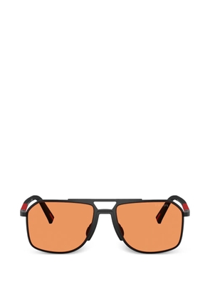 Prada Linea Rossa rectangle-frame bar-detail sunglasses - Black