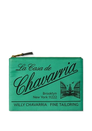 Willy Chavarria logo-print clutch bag - Green