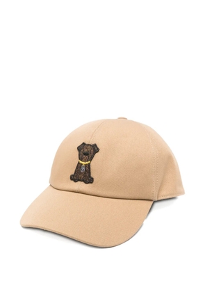 FENDI dog-embroidery baseball cap - Brown