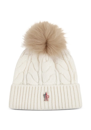 Moncler Grenoble pompom logo-patch beanie hat - White