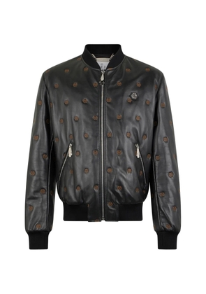 Philipp Plein monogram-embroidered bomber jacket - Black