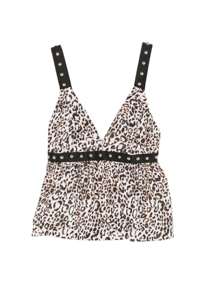 LIU JO studded V-neck top - Neutrals