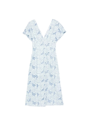 Genny embroidered V-neck midi dress - Blue