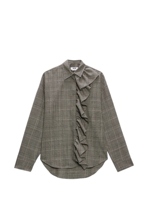 MSGM ruffled-detail check-pattern shirt - Grey