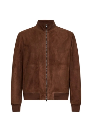 Salvatore Santoro ribbed-collar leather jacket - Brown
