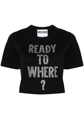 Moschino text-embellished cropped T-shirt - Black