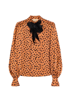 Valentino Garavani crepe satin shirt with Plus de Pois Dalmata print - Orange