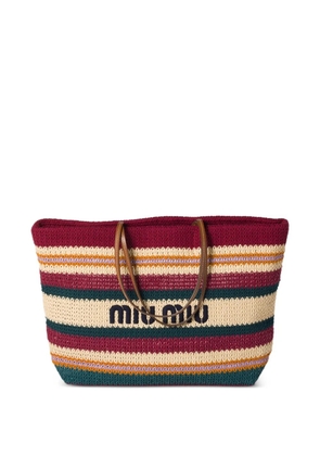 Miu Miu raffia-effect woven tote bag - Red