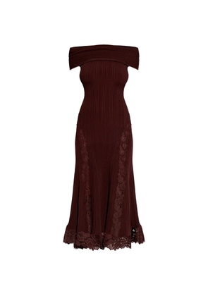 Self-Portrait off-shoulder lace-detail midi dress - Red