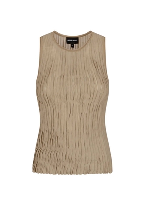 Giorgio Armani pleated lurex top - Neutrals