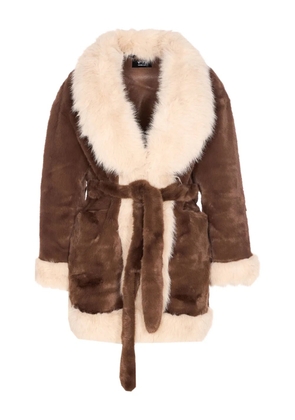 V°73 Penny faux-fur belted jacket - Brown