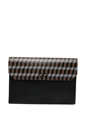 Au Départ geometric-print clutch bag - Black