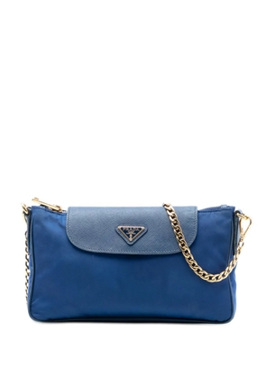 Prada Pre-Owned 2000-2013 Saffiano Trimmed Tessuto Chain crossbody bag - Blue