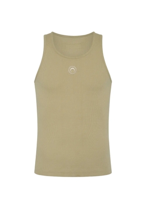 Marine Serre logo ribbed jersey tank top - Neutrals