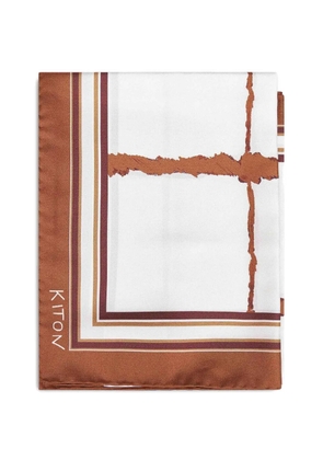 Kiton graphic-print silk scarf - White