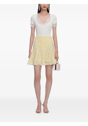 Self-Portrait lace trim mini skirt - Yellow